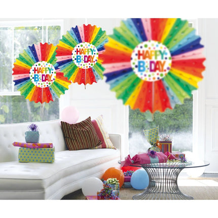 Verjaardag Waaier Happy Birthday Stippen 30cm van Folat koop je bij Partywinkel