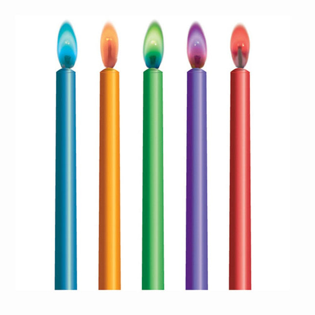 Verjaardagskaarsen Vlam Gekleurd 6,4cm 10st van Unique koop je bij Partywinkel
