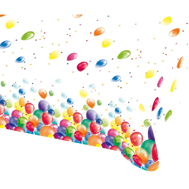 Verjaardagstafelkleed Wit Ballon 1,8m van Riethmueller koop je bij Partywinkel
