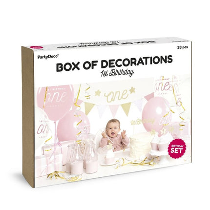 Versiering 1 Jaar Set Goud 33 delig van Partydeco koop je bij Partywinkel