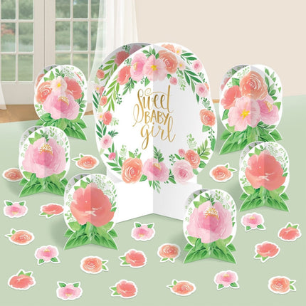 Versiering Set Baby Meisje Bloemen 27 delig van Riethmueller koop je bij Partywinkel