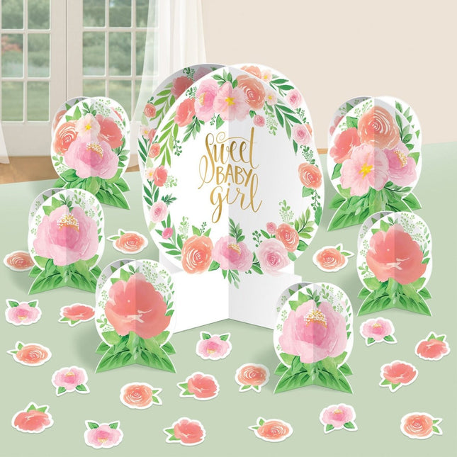 Versiering Set Baby Meisje Bloemen 27 delig van Riethmueller koop je bij Partywinkel