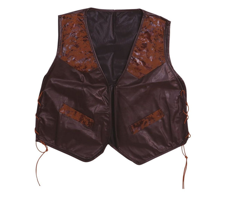 Vest Bruin Kunstleer L van Fiestas Guirca koop je bij Partywinkel