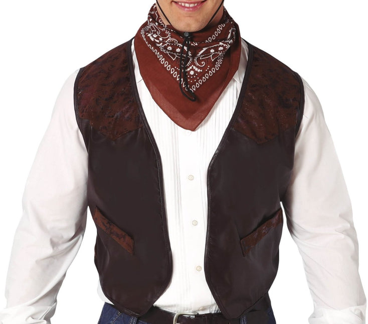 Vest Bruin Kunstleer L van Fiestas Guirca koop je bij Partywinkel