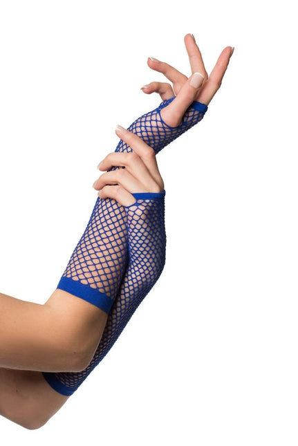 Vingerloze Handschoenen Lang Visnet Blauw van Partychimp koop je bij Partywinkel