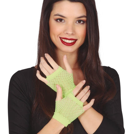 Visnet Handschoenen Limoen Groen 11cm van Fiestas Guirca koop je bij Partywinkel