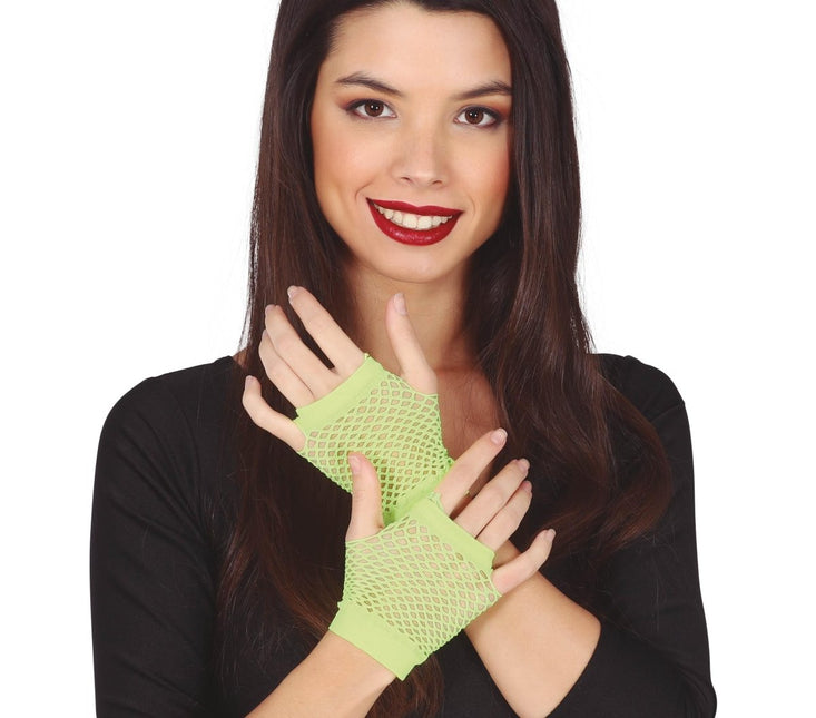 Visnet Handschoenen Limoen Groen 11cm van Fiestas Guirca koop je bij Partywinkel