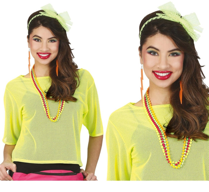 Visnet T/shirt Neon Geel Kort L van Fiestas Guirca koop je bij Partywinkel
