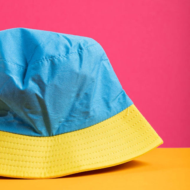 Vissershoed Colorblock Blauw/Geel van Folat koop je bij Partywinkel