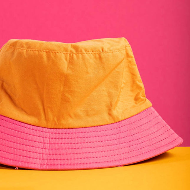 Vissershoed Colorblock Oranje/Roze van Folat koop je bij Partywinkel