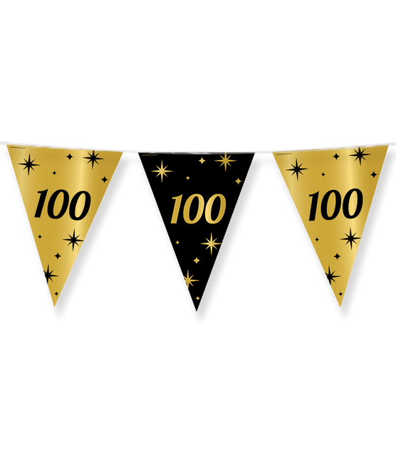 Vlaggenlijn 100 Jaar Goud Zwart 10m van Paper Dreams koop je bij Partywinkel