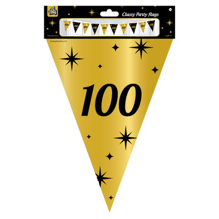 Vlaggenlijn 100 Jaar Goud Zwart 10m van Paper Dreams koop je bij Partywinkel