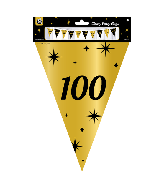 Vlaggenlijn 100 Jaar Goud Zwart 10m van Paper Dreams koop je bij Partywinkel
