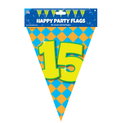 Vlaggenlijn 15 Jaar Gekleurd 10m van Paper Dreams koop je bij Partywinkel