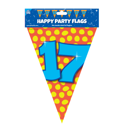 Vlaggenlijn 17 Jaar Gekleurd 10m van Paper Dreams koop je bij Partywinkel