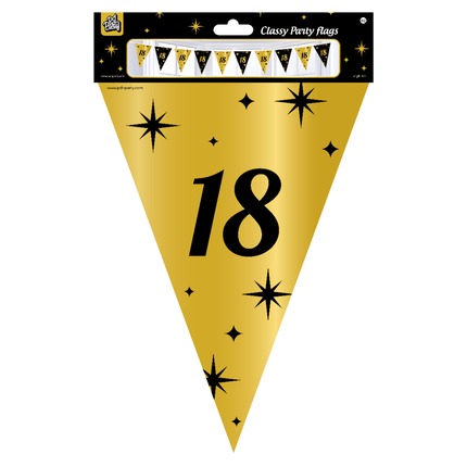 Vlaggenlijn 18 Jaar Goud Zwart 10m van Paper Dreams koop je bij Partywinkel