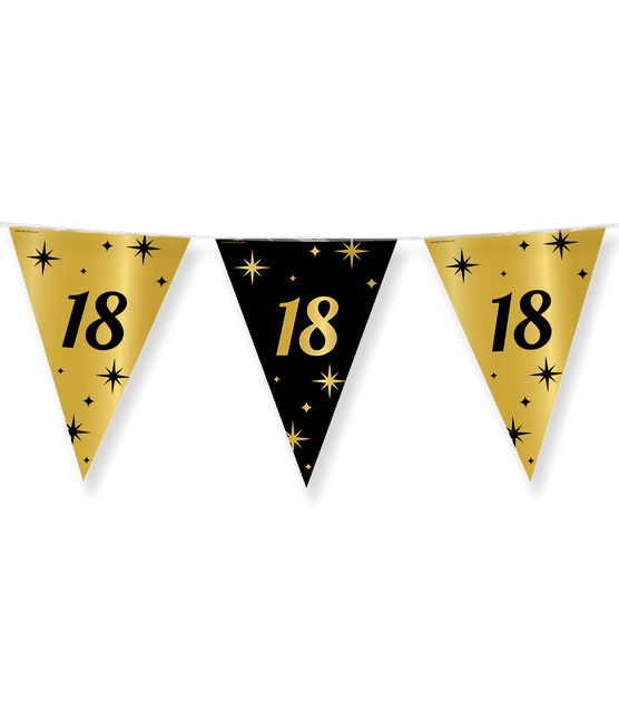 Vlaggenlijn 18 Jaar Goud Zwart 10m van Paper Dreams koop je bij Partywinkel