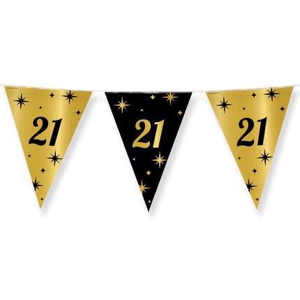 Vlaggenlijn 21 Jaar Goud Zwart 10m van Paper Dreams koop je bij Partywinkel
