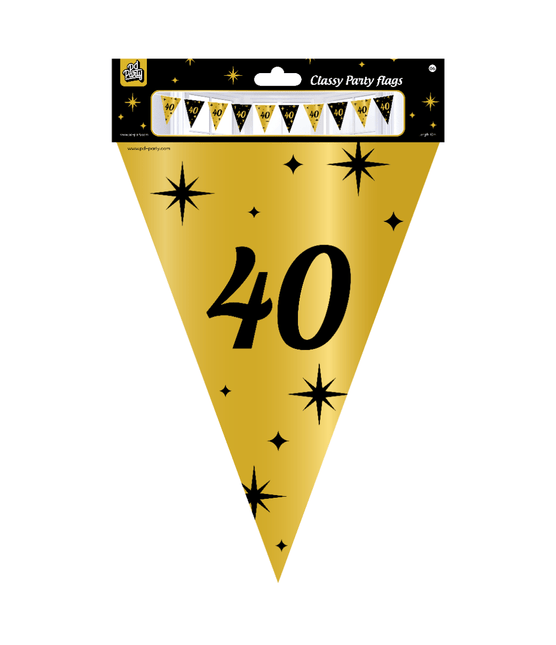 Vlaggenlijn 40 Jaar Goud Zwart 10m van Paper Dreams koop je bij Partywinkel