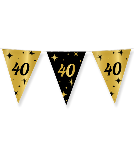 Vlaggenlijn 40 Jaar Goud Zwart 10m van Paper Dreams koop je bij Partywinkel