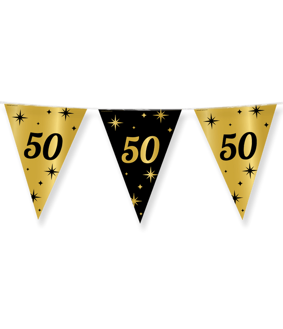 Vlaggenlijn 50 Jaar Goud Zwart 10m van Paper Dreams koop je bij Partywinkel