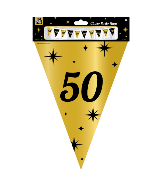 Vlaggenlijn 50 Jaar Goud Zwart 10m van Paper Dreams koop je bij Partywinkel