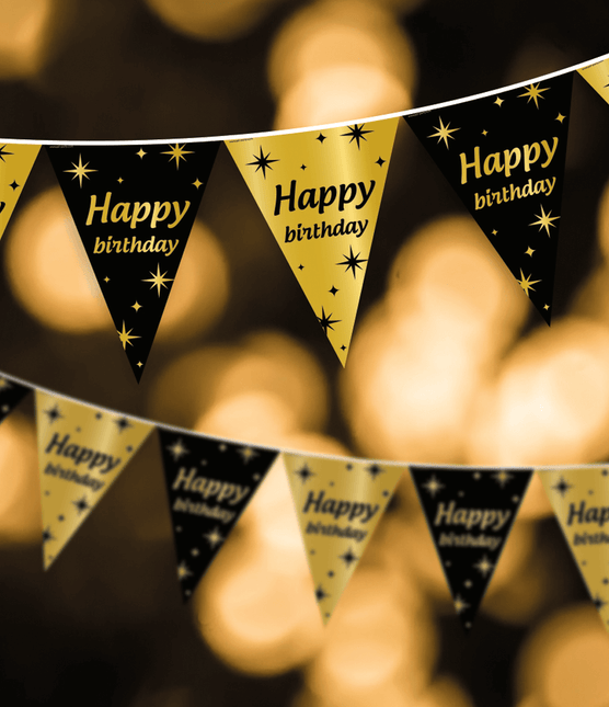 Vlaggenlijn 75 Jaar Goud Zwart 10m van Paper Dreams koop je bij Partywinkel