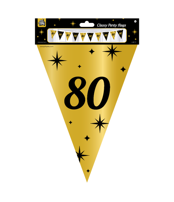 Vlaggenlijn 80 Jaar Goud Zwart 10m van Paper Dreams koop je bij Partywinkel