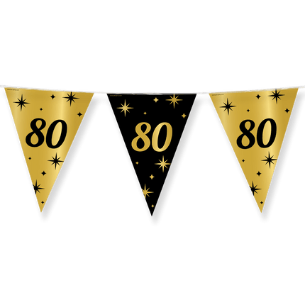 Vlaggenlijn 80 Jaar Goud Zwart 10m van Paper Dreams koop je bij Partywinkel