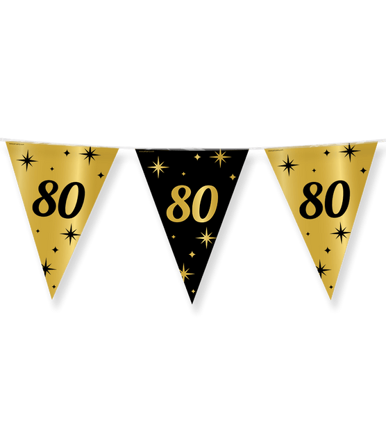 Vlaggenlijn 80 Jaar Goud Zwart 10m van Paper Dreams koop je bij Partywinkel