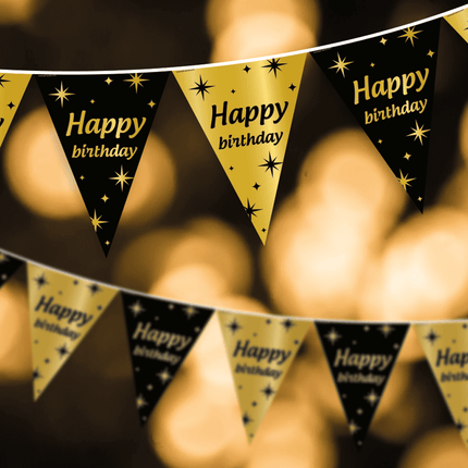 Vlaggenlijn 90 Jaar Goud Zwart 10m van Paper Dreams koop je bij Partywinkel