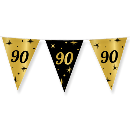 Vlaggenlijn 90 Jaar Goud Zwart 10m van Paper Dreams koop je bij Partywinkel