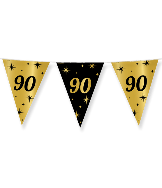 Vlaggenlijn 90 Jaar Goud Zwart 10m van Paper Dreams koop je bij Partywinkel