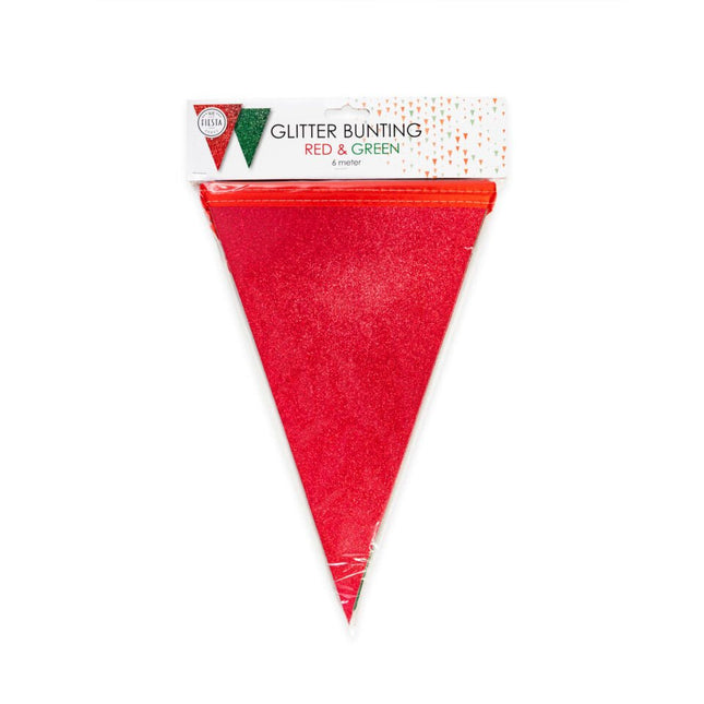 Vlaggenlijn Groen/Rood Glitter 6m van WeFiesta koop je bij Partywinkel