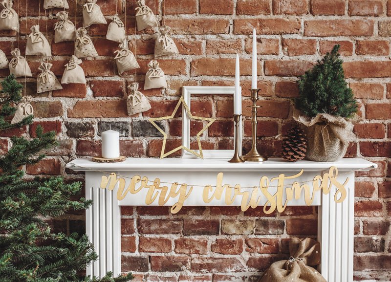 Vlaggenlijn Merry Christmas Hout 87cm van Partydeco koop je bij Partywinkel