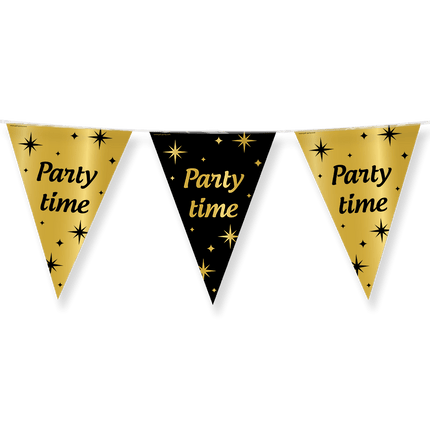 Vlaggenlijn Party Time Goud Zwart 10m van Paper Dreams koop je bij Partywinkel
