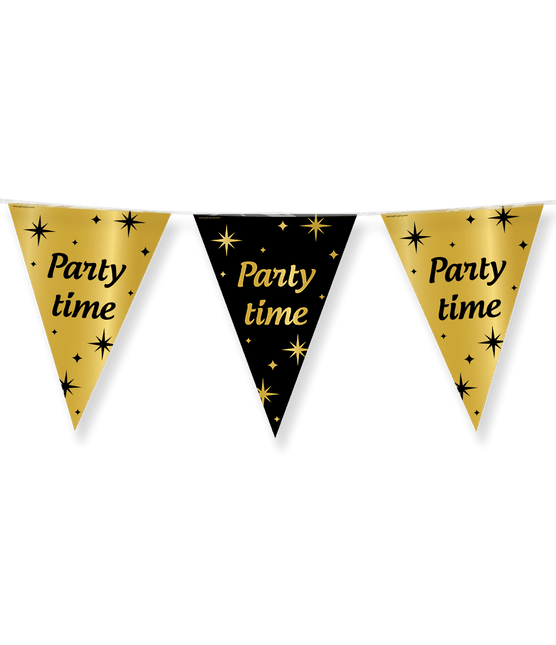 Vlaggenlijn Party Time Goud Zwart 10m van Paper Dreams koop je bij Partywinkel