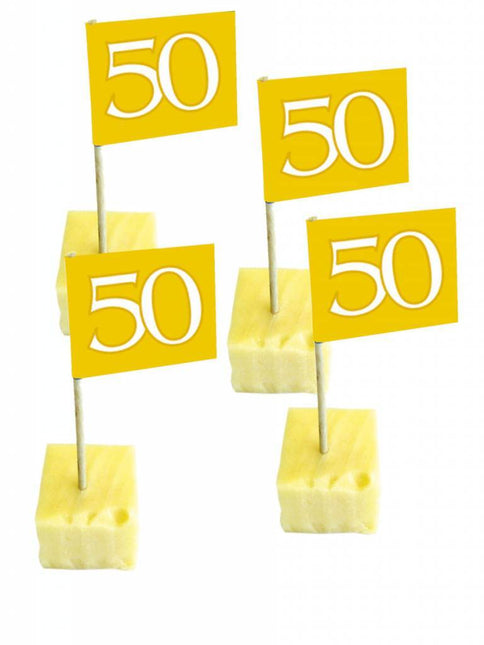 Vlagprikkers 50 Jaar Goud 50st van Folat koop je bij Partywinkel