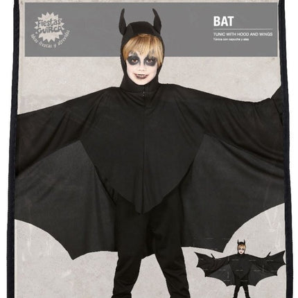 Vleermuis Halloween Kostuum Kind zwart 7/9 jaar van Fiestas Guirca koop je bij Partywinkel