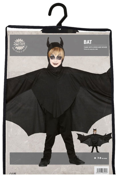 Vleermuis Halloween Kostuum Kind zwart 7/9 jaar van Fiestas Guirca koop je bij Partywinkel