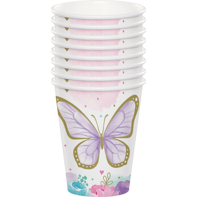 Vlinder Bekers 8st van Creative Converting koop je bij Partywinkel