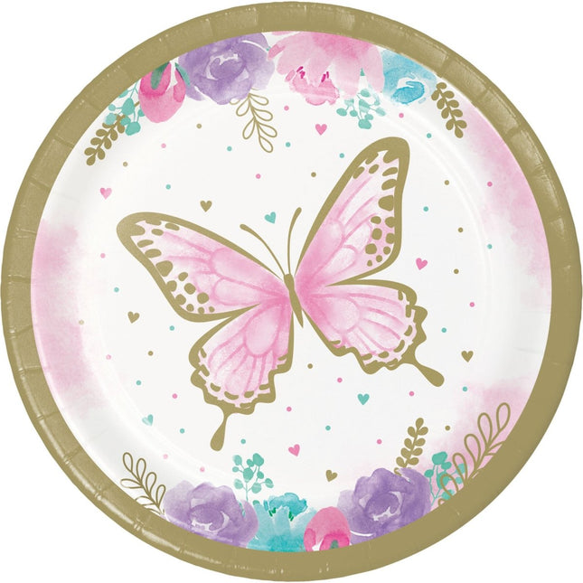 Vlinder Borden 18cm 8st van Creative Converting koop je bij Partywinkel