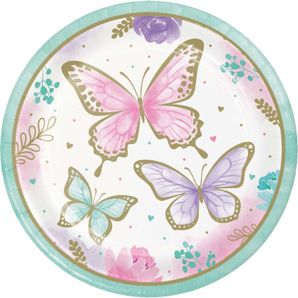 Vlinder Borden 23cm 8st van Creative Converting koop je bij Partywinkel