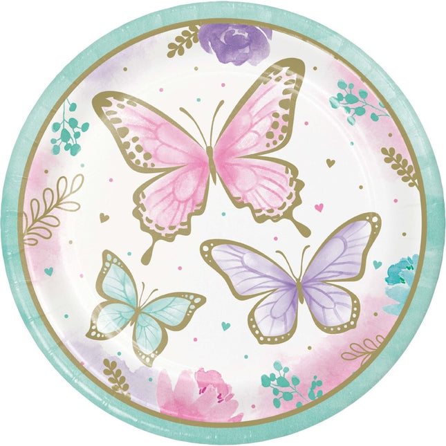 Vlinder Borden 23cm 8st van Creative Converting koop je bij Partywinkel