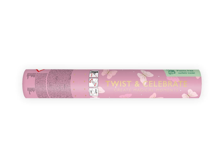 Vlinder Confetti Kanon Lichtroze 20cm van Partydeco koop je bij Partywinkel