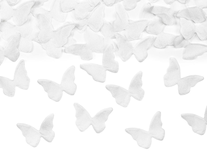 Vlinder Confetti Kanon Wit 20cm van Partydeco koop je bij Partywinkel
