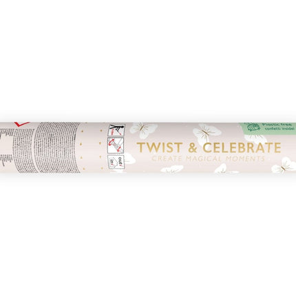 Vlinder Confetti Kanon Wit 20cm van Partydeco koop je bij Partywinkel