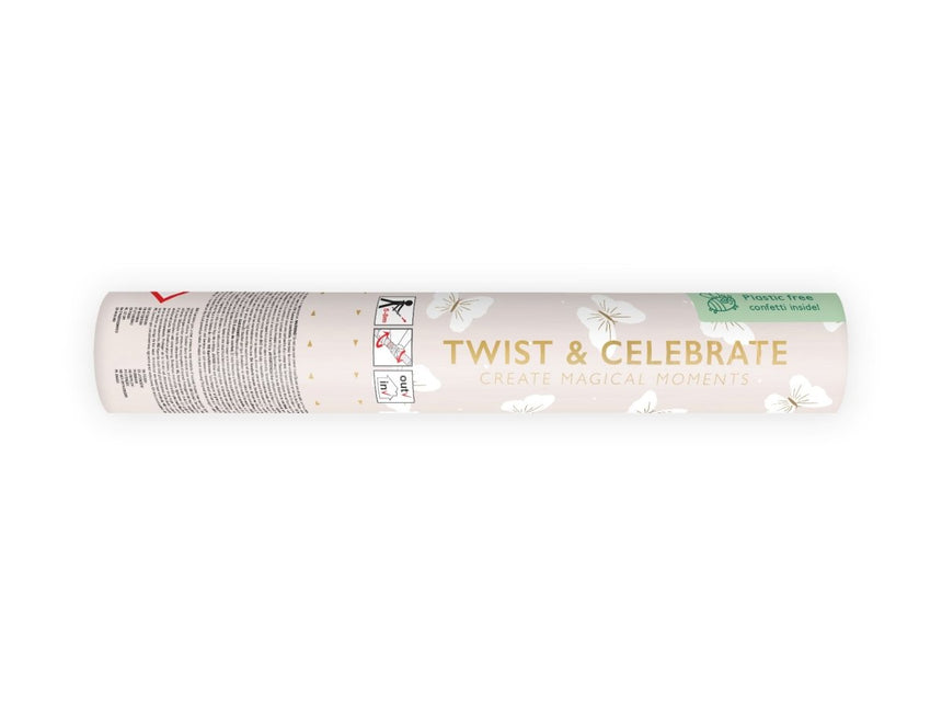 Vlinder Confetti Kanon Wit 20cm van Partydeco koop je bij Partywinkel