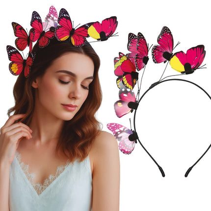 Vlinder Haarband Zwart Roze van Fiestas Guirca koop je bij Partywinkel