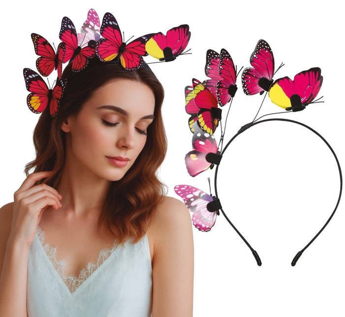 Vlinder Haarband Zwart Roze van Fiestas Guirca koop je bij Partywinkel